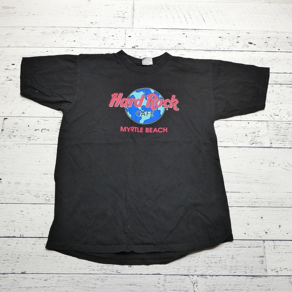 Vintage Hard Rock Cafe Shirt Mens Large Black Myrtle Beach Made USA 90s Tee